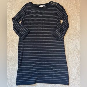 LOFT Black and Gray Sweater Dress Long Sleeve Crew Neck